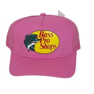 Bass Pro Shops Ladies Pink Printed Logo Trucker Mesh Hat Snapback Closure NEW - Picture 1 of 10