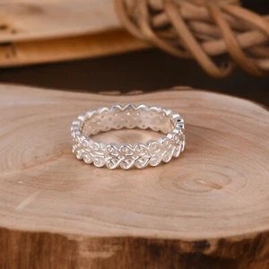 925 Sterling Silver Handmade Textured Design Ring Birthday Gift For Her - Picture 1 of 6