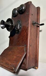 Antique Kellogg Company Wood Crank Wall Mount Telephone 1932 USA History 