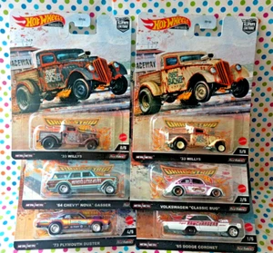 HOT WHEELS PREMIUM CAR CULTURE DRAG STRIP SET OF 6 VW DODGE CHEVY PLYMOUTH & B2 - Picture 1 of 8