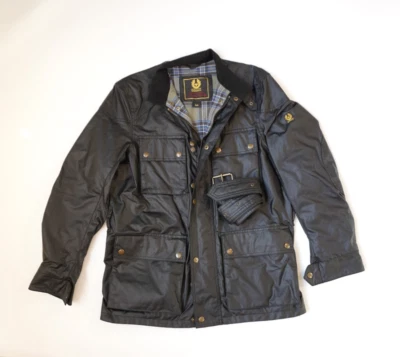 COMO NUEVA | CHAQUETA NEGRA BELSTAFF ROADMASTER $695 44 XS X PEQUEÑA ALGODÓN ENCERADO ITALIA Foto 1 de 4