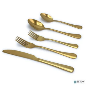 20 Piece Reflective Gold Flatware Set Stainless Steel Service For 4 - Picture 1 of 8