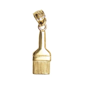 New 14k Yellow Gold Brush Pendant - Picture 1 of 3