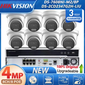 NEW ! Hikvision 8CH 8PoE NVR 4mp ColorVu Mic IP67 IP Camera CCTV System Lot - Picture 1 of 40
