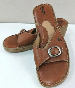 Born Women's Sandals Brown Leather Wedge Heel 10M - Picture 1 of 5