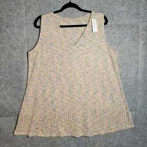 Lane Bryant Swing Tank Womens Plus 18/20 Rainbow Knit Flowy Lightweight Stretch - Picture 1 of 7