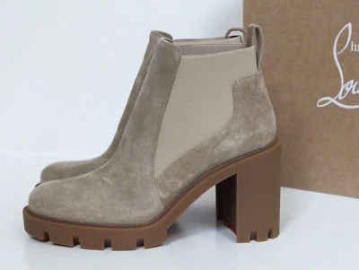 sz 11/ 41,5 Christian Louboutin Marchacroche бежевый замши Chelsea ботильоны - Изображение 1 из 4