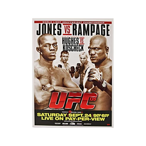 UFC 135: Jones vs Rampage Replica Event Poster on 18x26 Stretched Canvas Cover