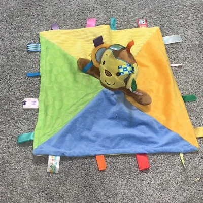 Taggies Monkey Patchkin Pals Baby Plush Security Blanket Lovey Sensory Tags - Image 1 of 3