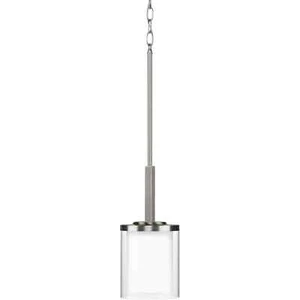 Progress Lighting Mast Brushed Nickel Coastal Clear Glass Cylinder Pendant Light - Picture 1 of 7