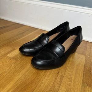 Clarks Un Cosmo Way schwarzer Damen-Pump mit klobigem Absatz Lederobermaterial Größe 8 1/2 M - Bild 1 von 11