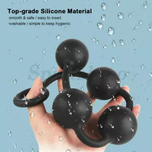 Unisex Grandes Cuentas de Silicona_Anal_Cadena Plug Play Tirar Anillo Bola 4 TAMAÑOS - Imagen 1 de 16