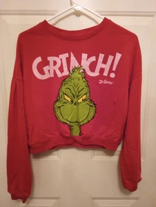 H&M Oversized Cropped Sweatshirt Red Grinch Kids Size 20 Dr. Seuss - Picture 1 of 10