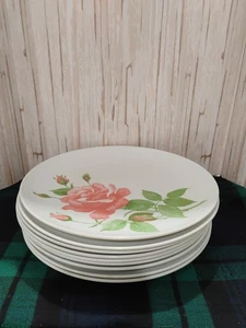 Vintage Prolon Leonora Pink Rose Dinner Plates Set of 9 - Picture 1 of 7