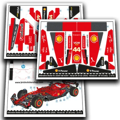 BRICKSTICKERSHOP Adesivo alternativo per set 42207 - Ferrari SF-24 auto (versione 05, livrea SF-25)