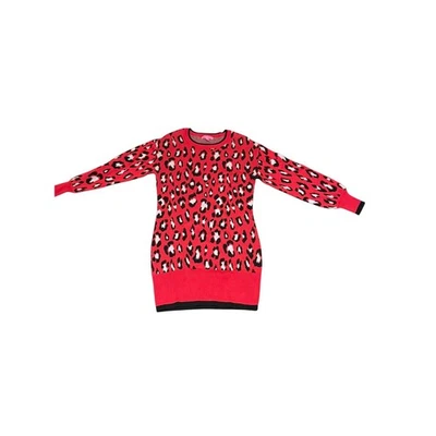 Vestido Suéter Betsey Johnson Rojo Leopardo Grande - Talla M Viral Vintage Foto 1 de 4