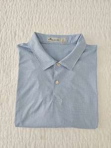 Peter Millar Featherweight Polo Shirt Mens XL Geometric UPF 50+ Golf Blue White - Picture 1 of 13