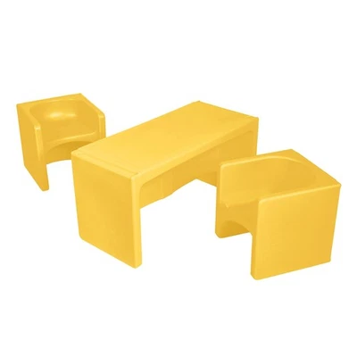 Juego de Mesa y Cubo Silla Tri-Me, Mueble Multiusos, Amarillo, 3 Piezas Foto 1 de 4