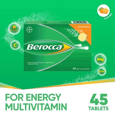 Comprimidos efervescentes naranja Berocca 45 unidades sin cafeína Vitality Boost Foto 1 de 4
