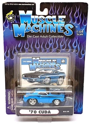 Muscle Machines 1/64 Scale 71161 02-35 - 1970 Plymouth Cuda - Blue - Image 1 of 4