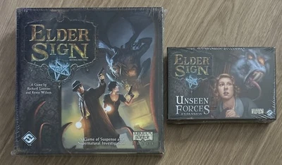 **NEW SEALED** Elder Sign Board Game + Unseen Forces Expansion By Arkham Horror - Image 1 of 4