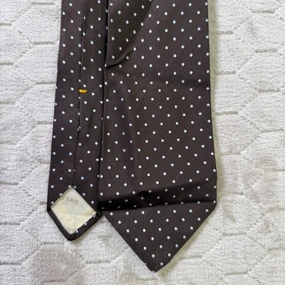 Corbata de Colección Saks Fifth Avenue 100% Seda Para Hombre Hecha en EE. UU. Lunares Marrón Foto 1 de 4