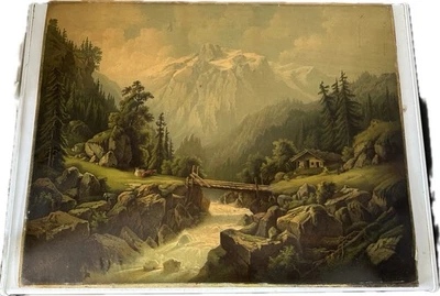 Aceite/lienzo "De Chamouny Thal". Firmado abajo izquierdo, inscrito/titulado verso. Foto 1 de 3