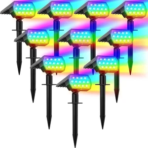 Solar Spot Lights Outdoor Color Changing, [7 Modes/10 Pack] Christmas IP65 Water - Picture 1 of 6