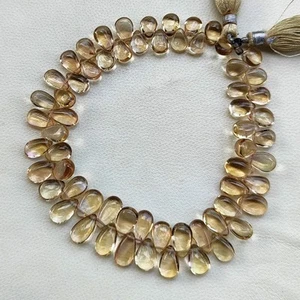 Natural Imperial Quartz Gems 8x6 to 11x7 mm Smooth Pear Shape Beads 9" Strand - Picture 1 of 10