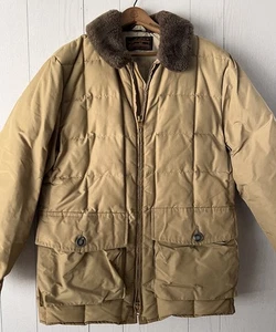 Vintage EDDIE BAUER Size Large Mens Goose Down Shearling Coat TALON USA Made - Picture 1 of 15