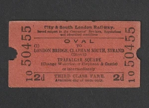 VINTAGE 1930s CITY & SOUTH LONDON RAILWAY OVAL TO LONDON BRIDGE TRAIN TICKET - Foto 1 di 2