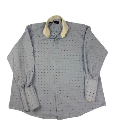 Camisa de vestir Steven Land azul talla 17 1/2 34/35 para hombre a rayas puños cuadrados franceses Foto 1 de 4