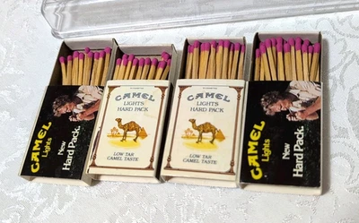 Lote De Colección De 4 Cajas NOS 1981 Luces Camel Coincidencias De Madera Donde Pertenece A Man Foto 1 de 4