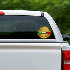 Quintana Roo Reflective Sticker with Mexican Coat of Arms Tricolor Vinyl Decal - Picture 1 of 3