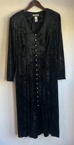 Vintage Crushed Velvet Maxi Dress Plus 24W Witchy Goth Vamp Button Corset Back - Picture 1 of 7