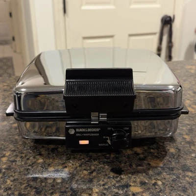 Black & Decker 3 in 1 Waffle Baker Maker Grill G48TD testato funziona PULITO - Immagine 1 di 4