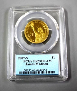 2007-S James Madison Presidential $1 Münze - PCGS PR69DCAM - Bild 1 von 2