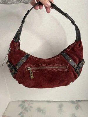 MAXX New York Burgundy Suede Keather Hobo Shoulder Bag - Image 1 of 4