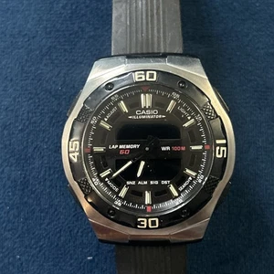Reloj Casio Hombre Tono Plateado 4396 AQ-164W Doble Hora Alarma Necesita Batería - Imagen 1 de 4