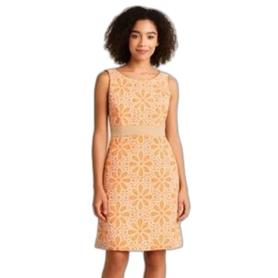 Antonio Melani Sheath Dress Women's Size 6 Peach & Cream Floral Lace Overlay NWT - Image 1 of 4