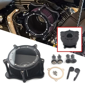 Air Cleaner Filter with Accessories For Harley Glide 2008-2016 Aluminum Black - Foto 1 di 14