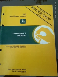 NUEVO JOHN DEERE JD 675 MINICARGADORA MANUAL OPERADORES OMM71795E6 - Imagen 1 de 1