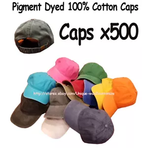 LOTTO ALL'INGROSSO 500 cappelli cappelli berretto baseball cotone tinti a pigmento colori assortiti fibbia - Foto 1 di 3