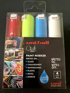 UniBall PWE-8K Liquid Chalk Blackboard Marker Set of 4 Color Chisel Tip - Picture 1 of 4