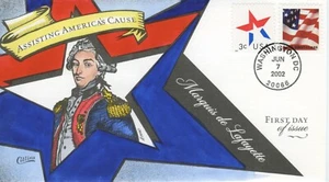 # 3623+3613 single FDC Collins Hand-Painted Marquis de Lafayette cachet Perfect! - Picture 1 of 1