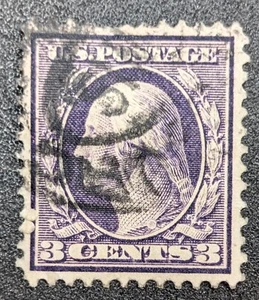 3C Three Cent 1910/1911 U.S. No. 376 Washington Deep Violet Stamp SM-16 Used - Picture 1 of 2