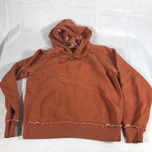 LUCKY BRAND Borde Crudo Corto Vintage Lavado Pullover Sudadera con Capucha Canguro Bolsa Bolsillo ~ L - Imagen 1 de 6