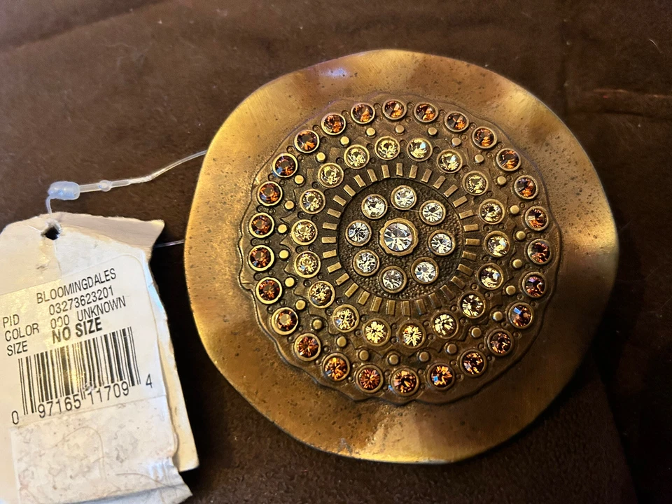 Bloomingdales BRONZE BLING BEADS STONES-BELT BUCKLE -Metal Made in Italy