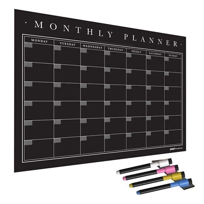 Wall Planner Blackboard, Sticky Monthly Calendar with Liquid Chalk Marker Pens - Image 1 of 4