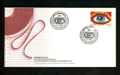 Postal History Brazil FDC #1960 Informatics technology computer terminal 1984 - Image 1 of 2